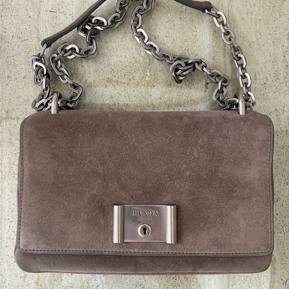 Prada Grey Suede Vintage Handbag